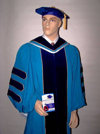 Deluxe Doctoral Graduation Gown Only PHD Velvet Gown with Gold Piping
